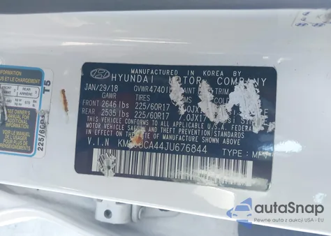 2018 Hyundai Tucson Sel из США, поврежденный, VIN KM8J3CA44JU676844